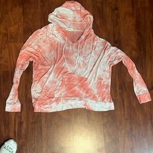 size large ginger g peach and white tie dye lightweight hoodie